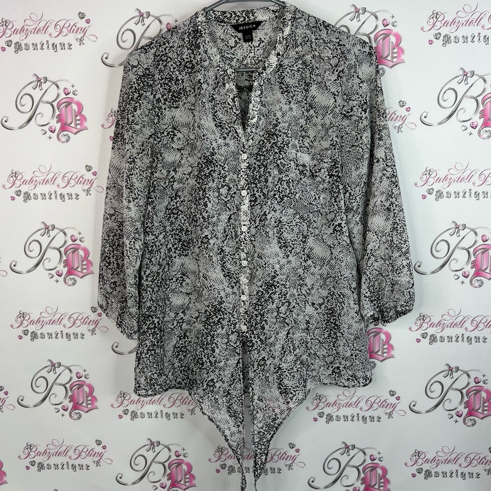Jessica blouse snake print black white pattern Monochrome Patterned Blouse